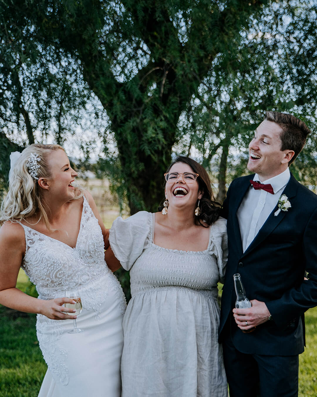 The Rural Celebrant Tamworth laughing with newly weds just after marrying them
