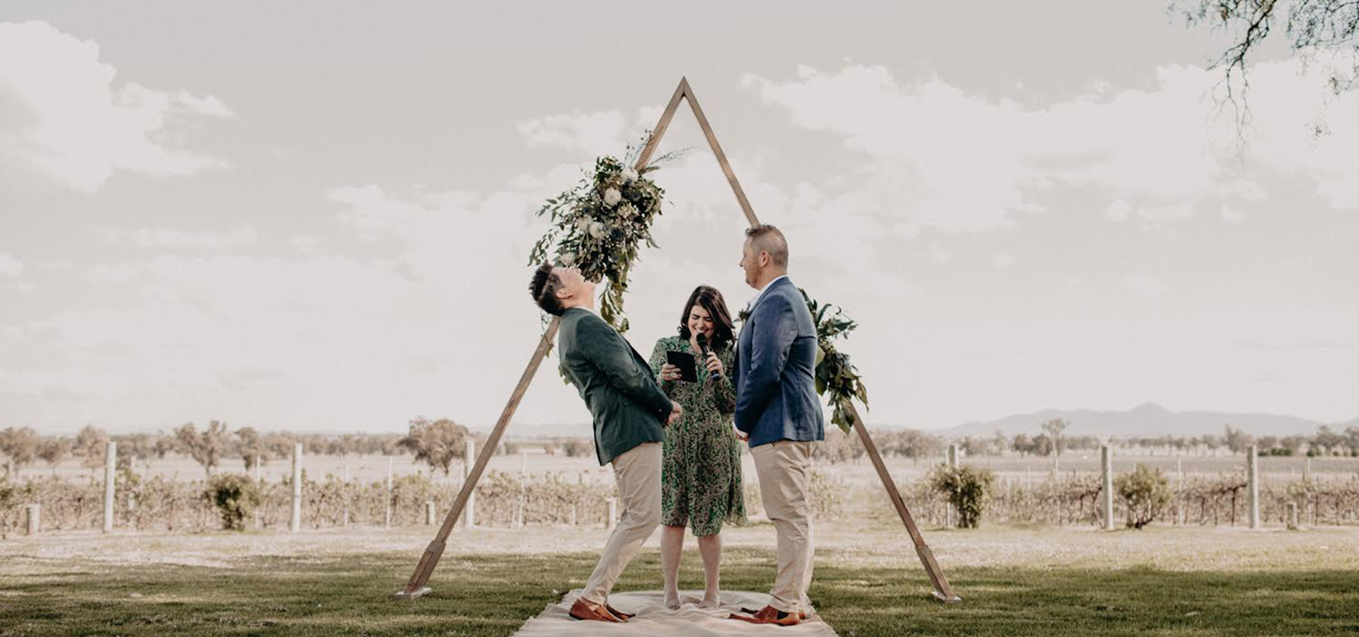 The Rural Celebrant Tamworth marrying a same sex couple at a winery
